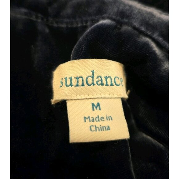 Sundance Blue Velvet Popover Top M Tunic Long Sleeves Silk Blend V-Neck - Picture 6 of 7